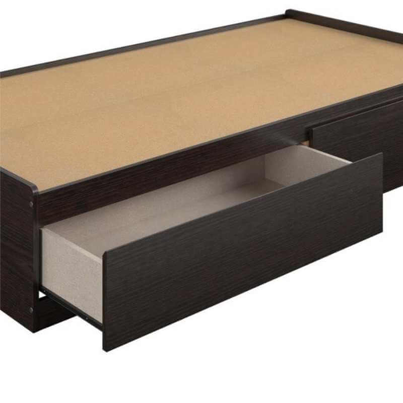 Lit plateforme Ameriwood Home Espresso, lit simple en composite avec rangement – Image 3