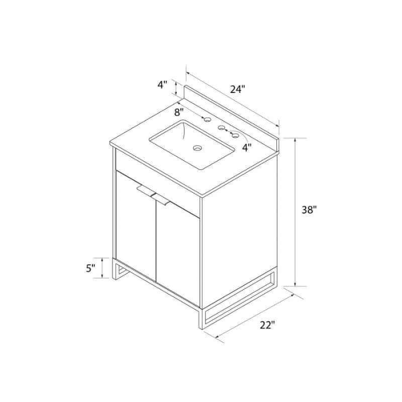 CosmoLiving Leona Meuble de salle de bain Blanc/métal doré 24po – Image 6