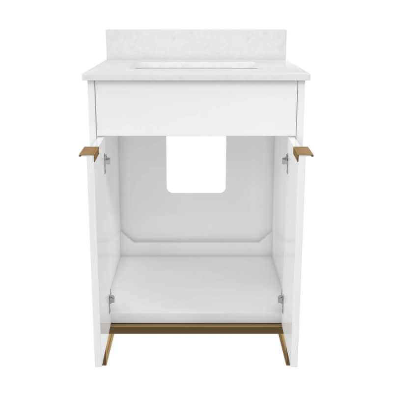 CosmoLiving Leona Meuble de salle de bain Blanc/métal doré 24po – Image 3