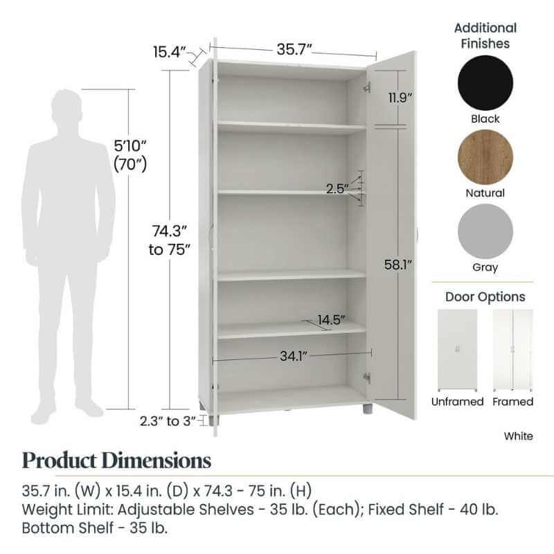 Armoire de Rangement Systembuild Evolution 36 po – Blanc – Image 4