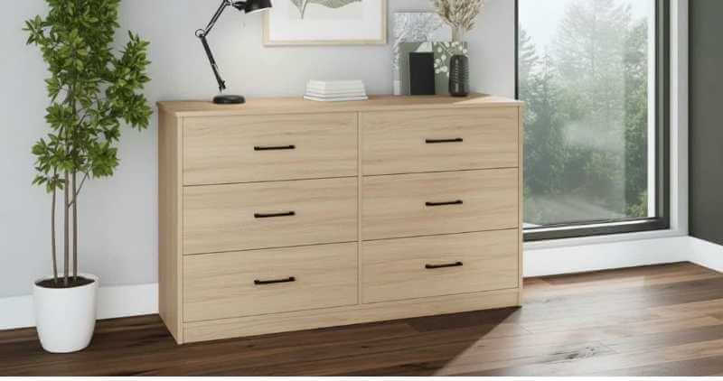 Commode Pearce Wide à 6 tiroirs facile à monter avec système de ...