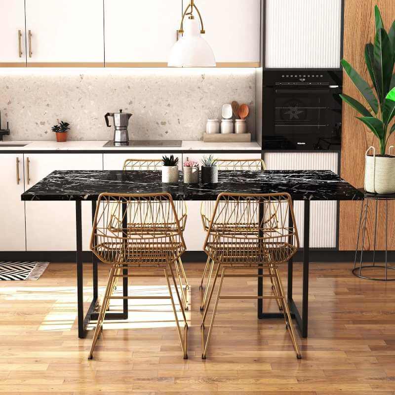 CosmoLiving Astor Table à manger imitation marbre Noir – Image 2