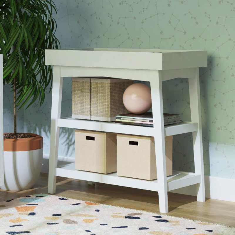 Table à langer ouverte Novogratz Harper Baby en bois blanc, style Mid-Century