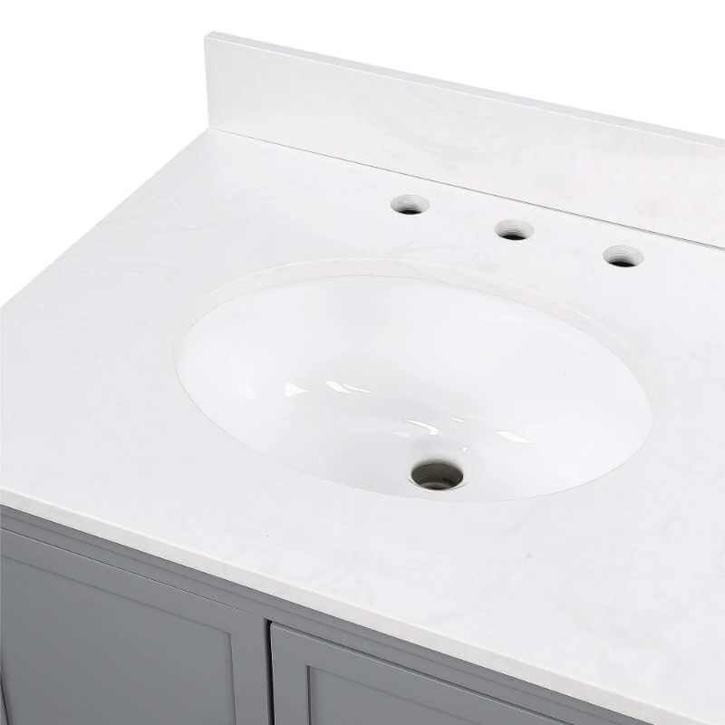 Meuble-lavabo double DHP Otum 60 pouces avec lavabo, bois gris – Image 3