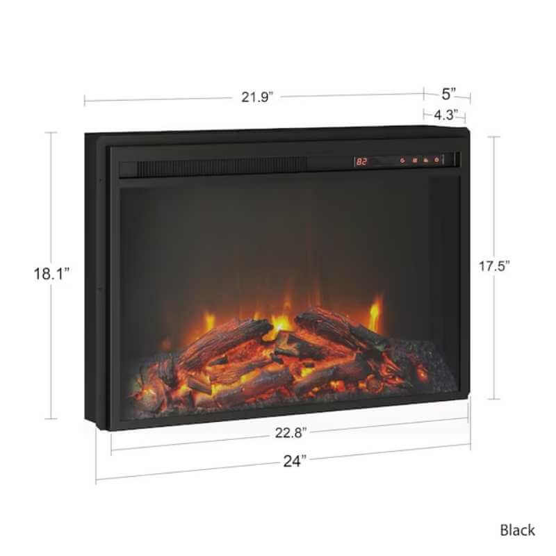 Foyer électrique encastrable Ameriwood Home 23" – Effet flammes LED – Avec ou sans chauffage – Image 4