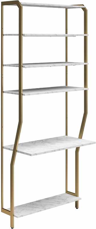 Organiseur de placard ouvert CosmoLiving Gwyneth – 5 étagères, finition marbre blanc – Image 2