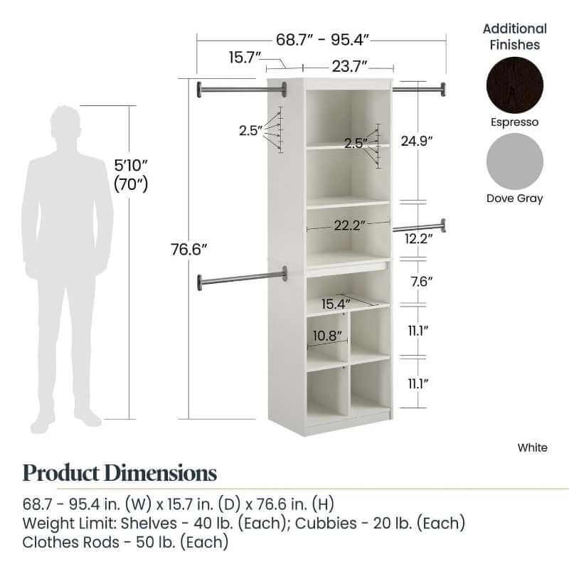 Système de rangement pour garde-robe extensible, Espresso - SystemBuild Evolution – Image 3