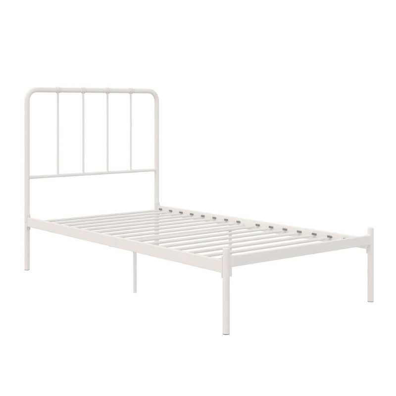 Dorel Aaron – Lit simple en métal avec hauteur ajustable, design industriel moderne, blanc – Image 3
