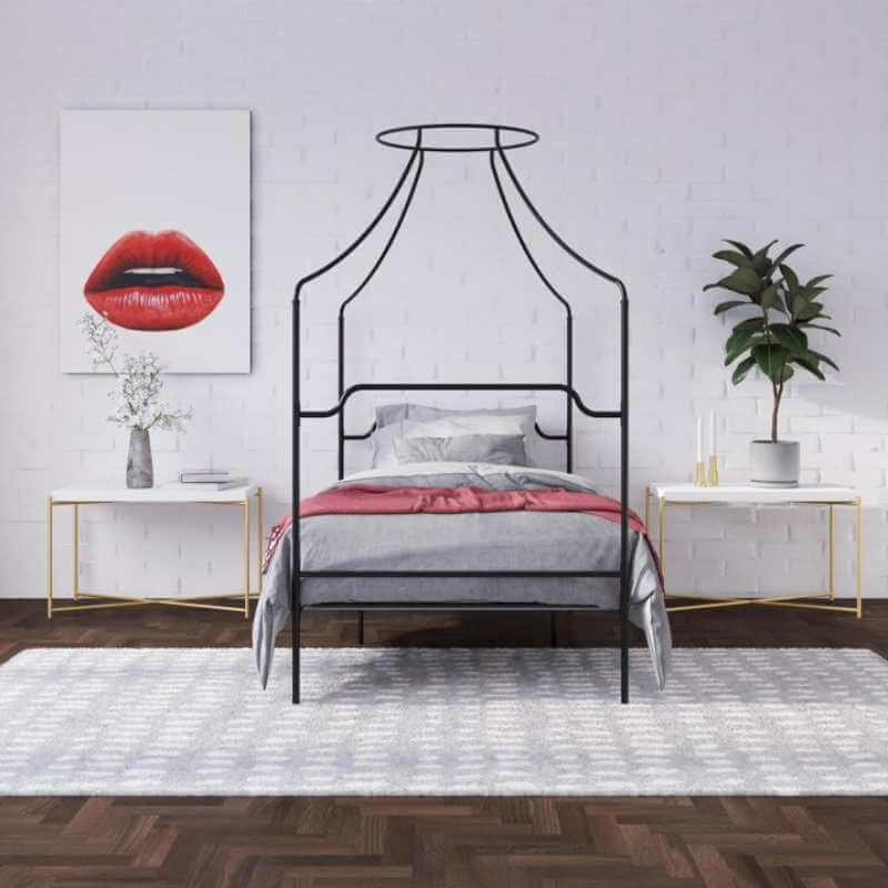 Dorel Camilla – Lit simple à baldaquin en métal avec hauteur ajustable, noir – Image 2